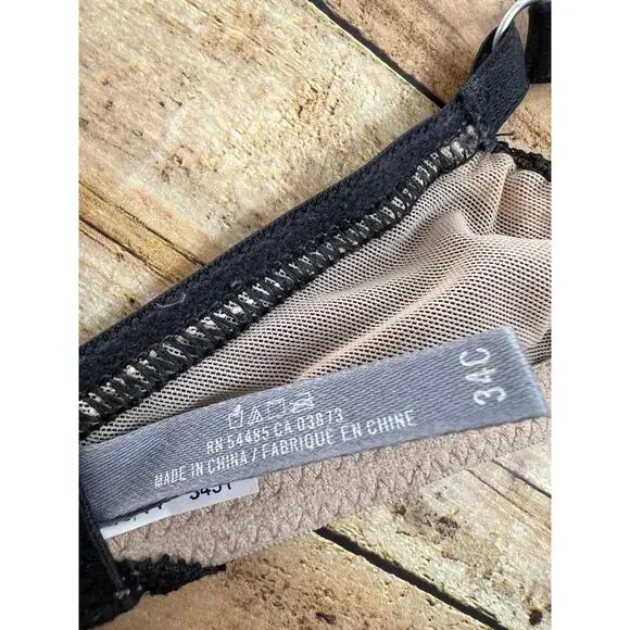 Aerie Harper Black Lace Push Up Bra Size 34C - Picture 5 of 6